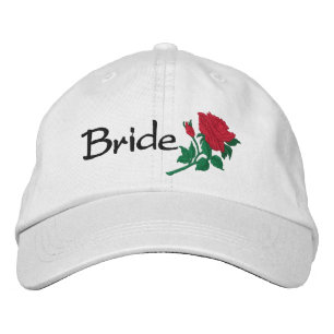 Brides Röd ros broderade Bröllop Cap Broderad Keps