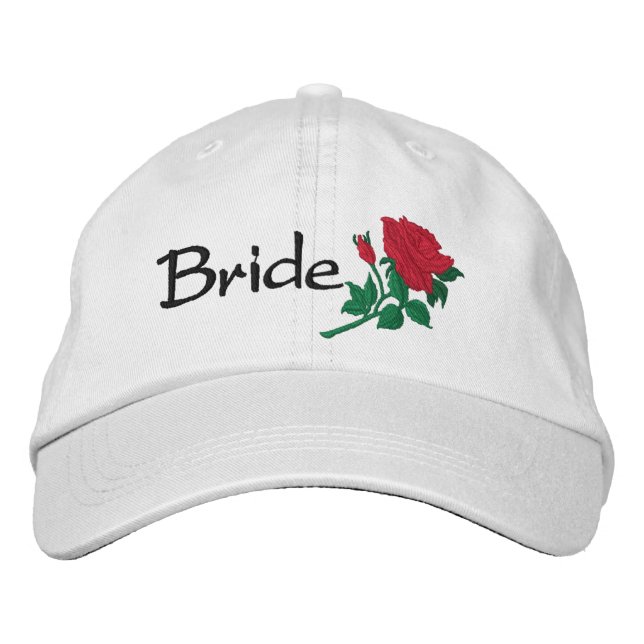 Brides Röd ros broderade Bröllop Cap Broderad Keps (Framsida)