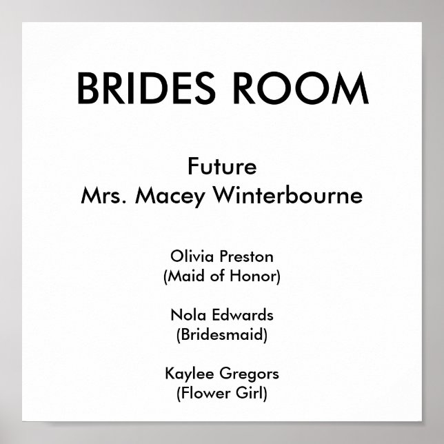 BRIDES ROOM, FutureMrs. Macey Winterbourne, Oli... Poster (Framsidan)