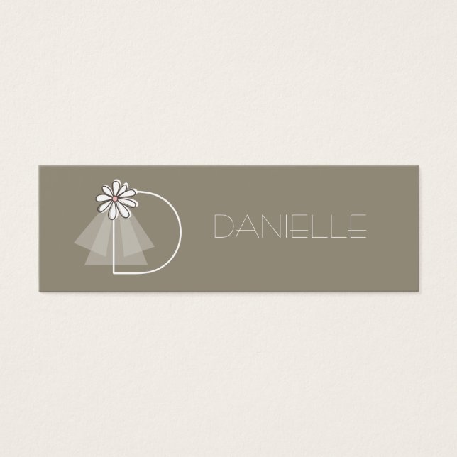 Brides Veil Daisy Flower Monogram Möhippa Gift Mär Litet Visitkort (Framsidan)