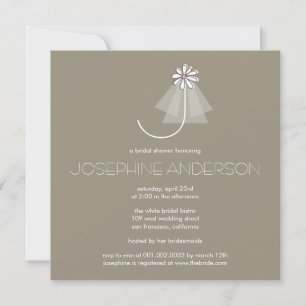 Brides Veil Daisy Flower Monogram-Möhippa Inbjudningar