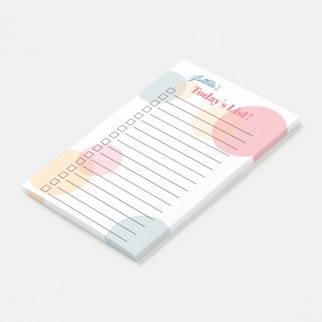 Bridesmaias Namn List- Färgad Confetti Dots Post-it Block (Vinklad)