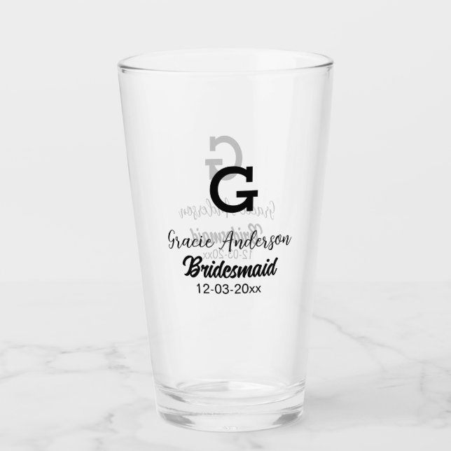 Bridesmaid add namn monogram enkel, minimal modern glaskopp (Framsida)