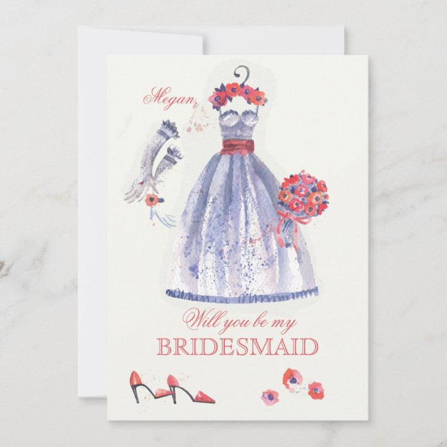 Bridesmaid Attire-kort Inbjudningar (Framsida)