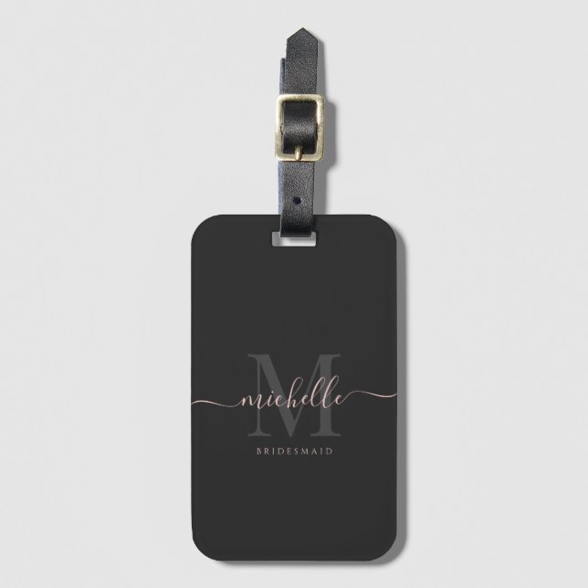 Bridesmaid Bachelorette Bride Namn skript Bagagebricka (Framsida vertikal)
