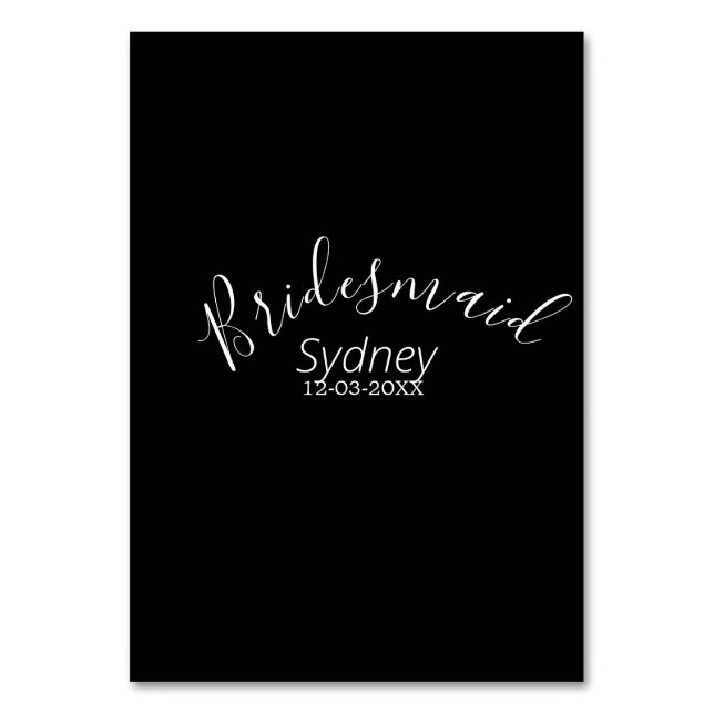 Bridesmaid bachelorette party add name modern  bordsnummer (Framsidan)