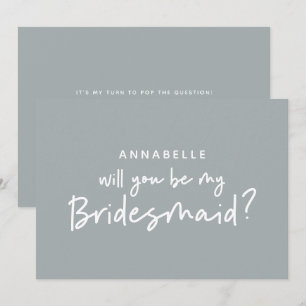 Bridesmaid begär modern grått-vit typografi inbjudningar