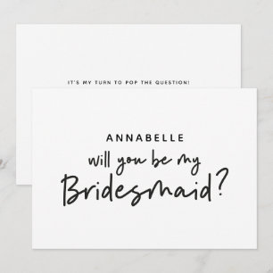 Bridesmaid begär modern svartvit typografi inbjudningar