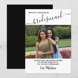 Bridesmaid Black and White Photo Frieri Card Inbjudningar