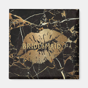 Bridesmaid Black Guld Marble Läppar Personlig Magnet
