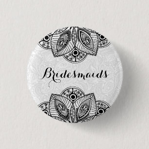 BridesMaid Black Snöre White-bakgrund Knapp