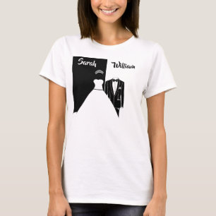 Bridesmaid Black tuxedo white bröllop t-shirt