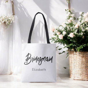 Bridesmaid Black White Bröllop Tygkasse