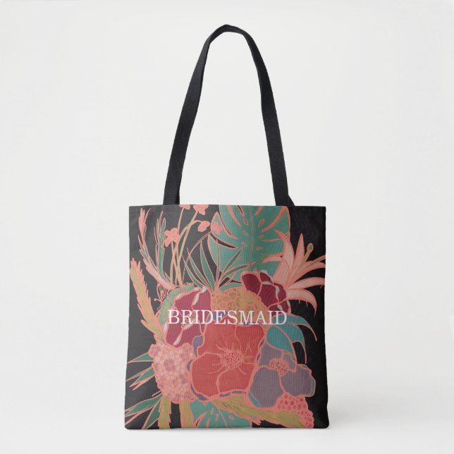 Bridesmaid Blommigt Boho Gift Mönster Tote Bag Tygkasse (Framsida)