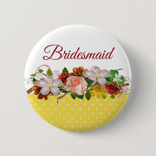 Bridesmaid Blommigt Bouquet Bröllop Button Knapp