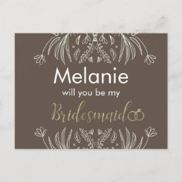 Bridesmaid Blommigt Drawn Gräns Frieri kort