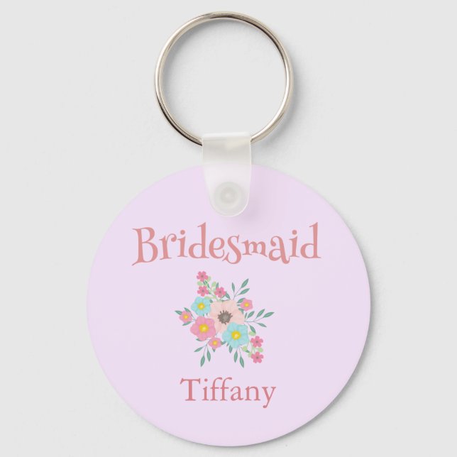 Bridesmaid Blommigt keepsaké Nyckelring (Framsida)