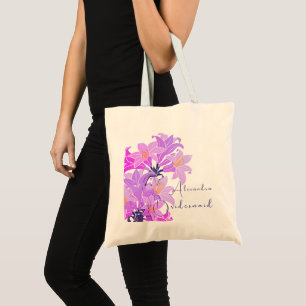 Bridesmaid Blommigt Lila Plum Trendig Tygkasse