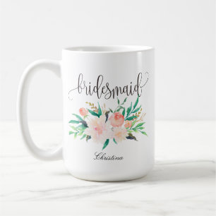 Bridesmaid Blommigt Personlig Bröllop-1 Kaffemugg