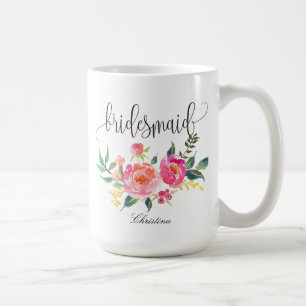 Bridesmaid Blommigt Personlig Bröllop -3 Kaffemugg