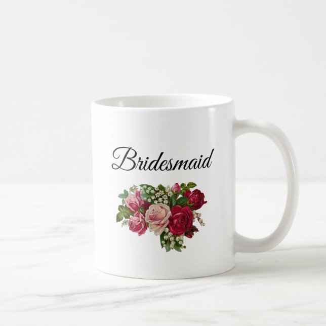 Bridesmaid Blommigt Ro Bouquet Mugg (Höger)