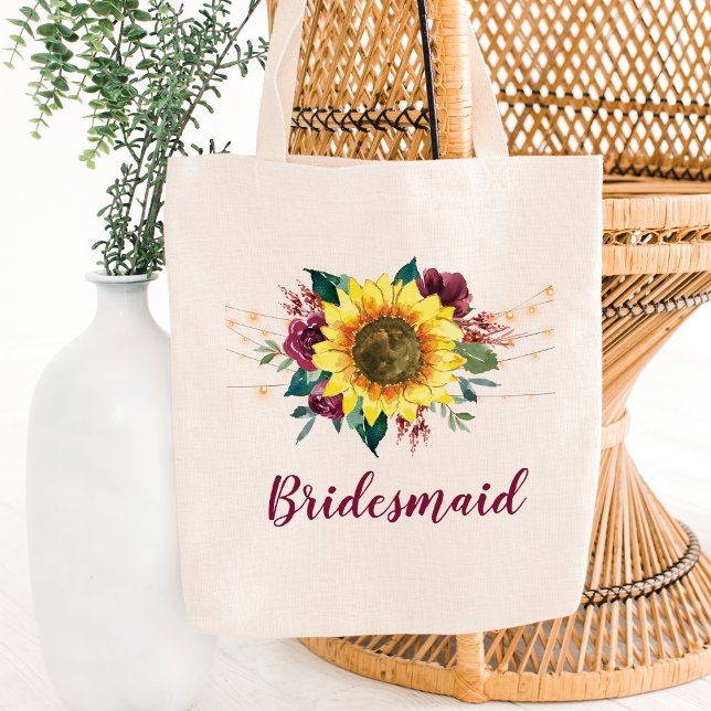 Bridesmaid Blommigt Sunblommor String Ljus Tygkasse (Skapare uppladdad)