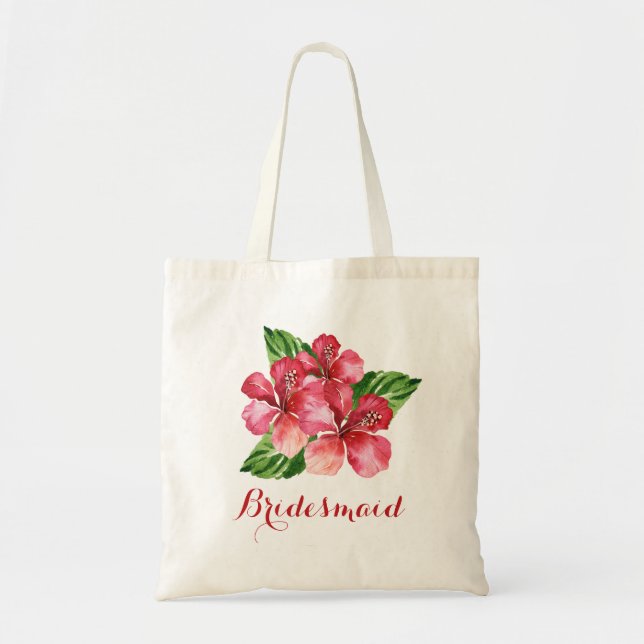 Bridesmaid Blommigt Tropical Red Hibiscus Tygkasse (Framsidan)
