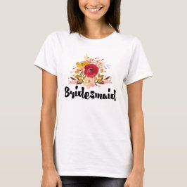 Bridesmaid Blommigt Watercolor Bouquet Bröllop Tee Shirt