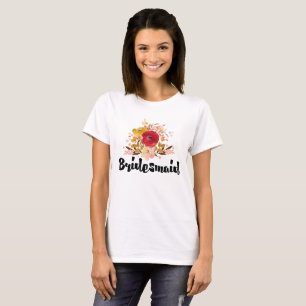 Bridesmaid Blommigt Watercolor Bouquet Bröllop Tee Shirt