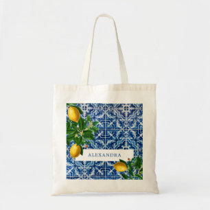 Bridesmaid Blue Tiles Lemons Personal Tygkasse