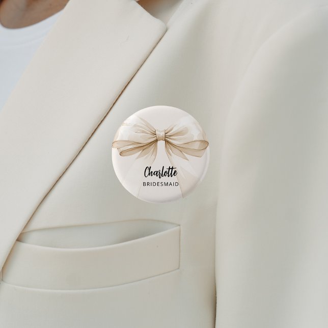 Bridesmaid boige kräm namn bricka knapp (Skapare uppladdad)