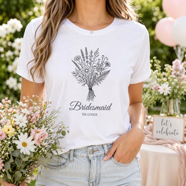 Bridesmaid Bridal Party Wildflower Name T Shirt (Skapare uppladdad)