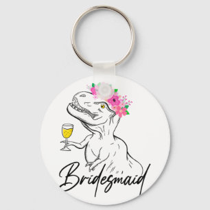 Bridesmaid Bride Flower Blommigt Dinosaur Bachelor Nyckelring