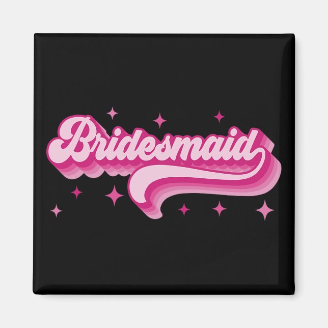 Bridesmaid Bride Retro Bröllop Brudens sida Bachel Magnet (Framsidan)