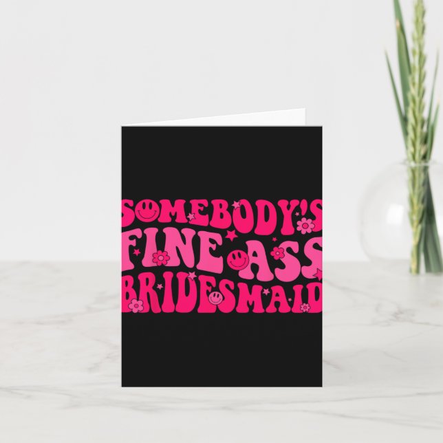 Bridesmaid Bride Squad Möhippa Groovy Bachel Kort (Framsida)