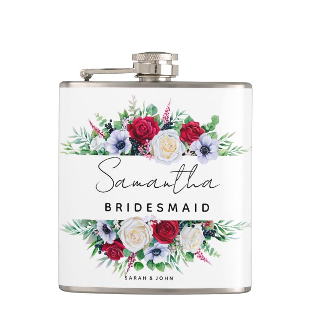 Bridesmaid Bröllop Blommigt Bouquet | Hip-kolv Fickplunta (Framsidan)