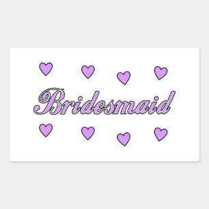 Bridesmaid Bröllop Hearts Rektangulärt Klistermärke