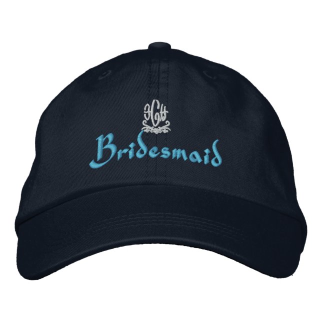 Bridesmaid Bröllop I Navy Broderad Keps (Framsida)