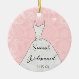 Bridesmaid Bröllop Ornament Dress Rosa Damask