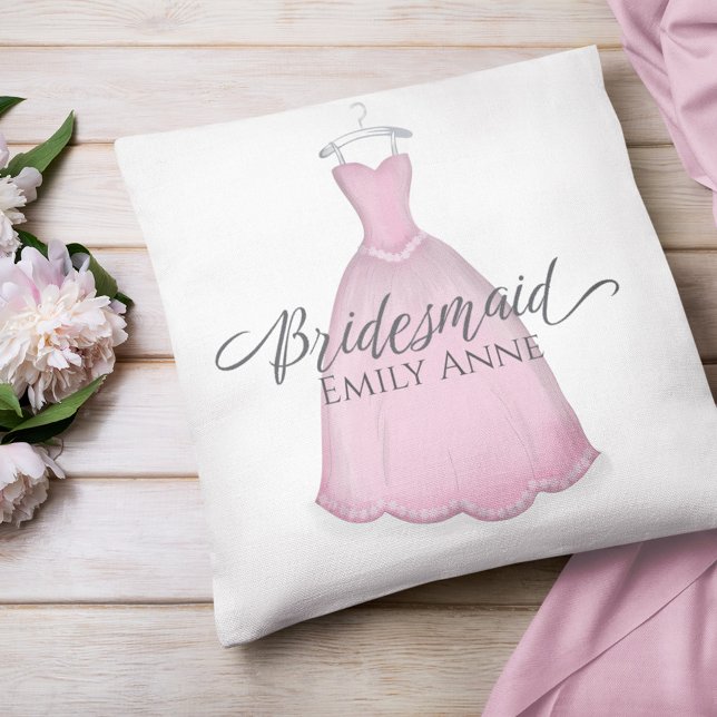 Bridesmaid Bröllop Personlig Vintage Rosa Dress Kudde (Skapare uppladdad)