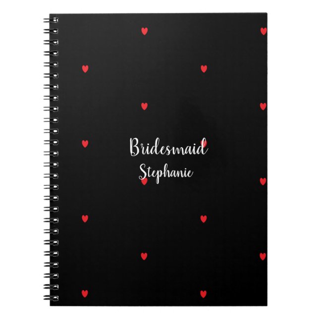 Bridesmaid Bröllop Red Heart Mönster Gift Favor Anteckningsbok (Framsidan)