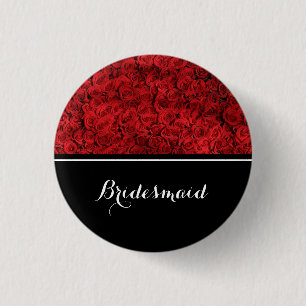 Bridesmaid Bröllop Röd ros Knapp
