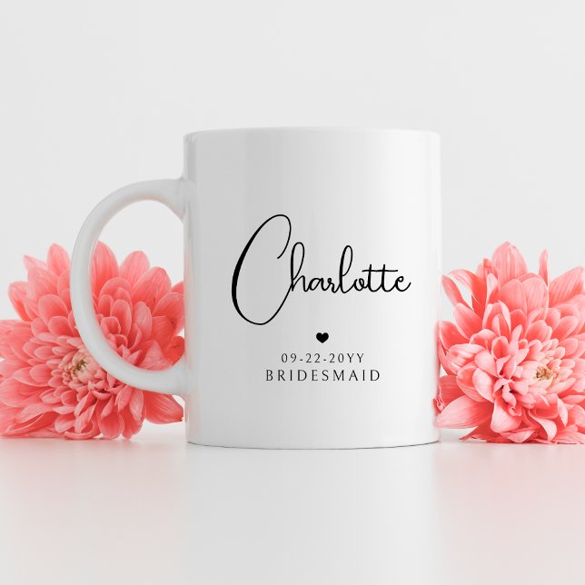 Bridesmaid Bröllop Simple Modern Script Namn Kaffemugg (Skapare uppladdad)