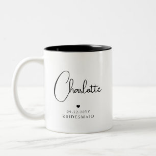 Bridesmaid Bröllop Simple Modern Script Namn Två-Tonad Mugg