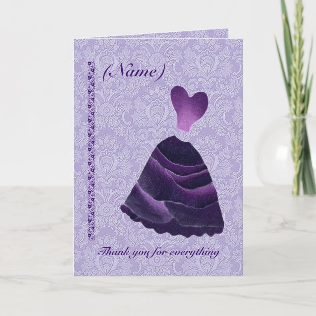 BRIDESMAID Bröllop Tack - LILA Klänning S341 (Framsida)