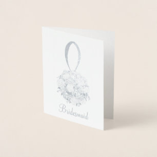 Bridesmaid Brudens sida Blommigt Bröllop Bouquet Folierat Kort