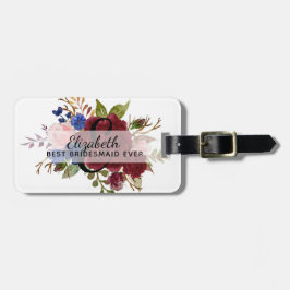 Bridesmaid Brudens sida ger Burgundy Blue-Blommigt Bagagebricka
