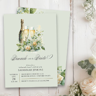 Bridesmaid Brunch med Blommigten Bride Champagne Inbjudningar