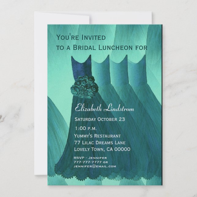 Bridesmaid Brunch Teal Grönt Dacks Metallic Inbjudningar (Framsida)