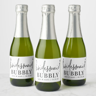 Bridesmaid Bubly Mini Sparkling Vin-etiketter